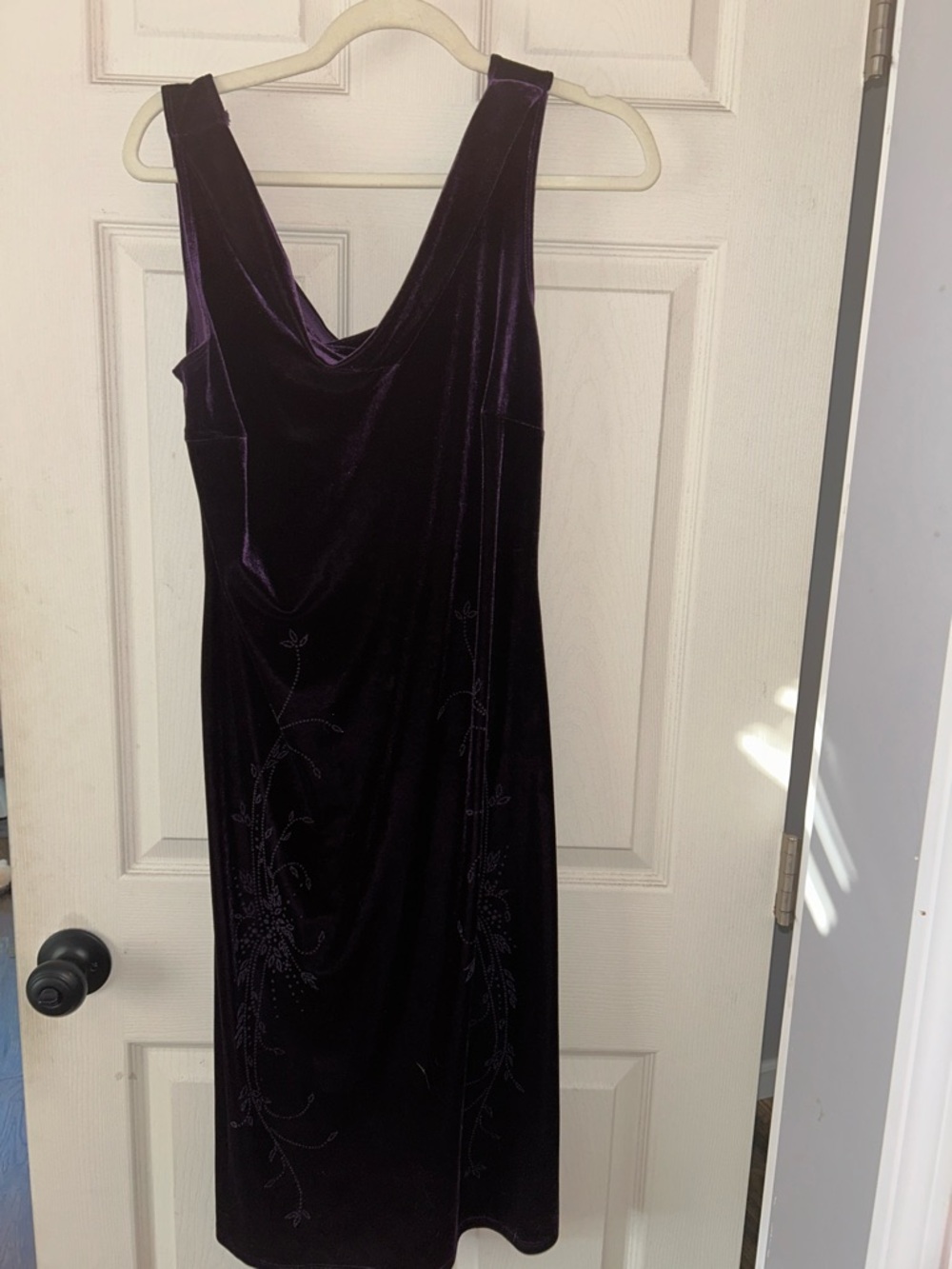 CDC Deep Purple Velvet Cowl Neck Long Sleeve Dress